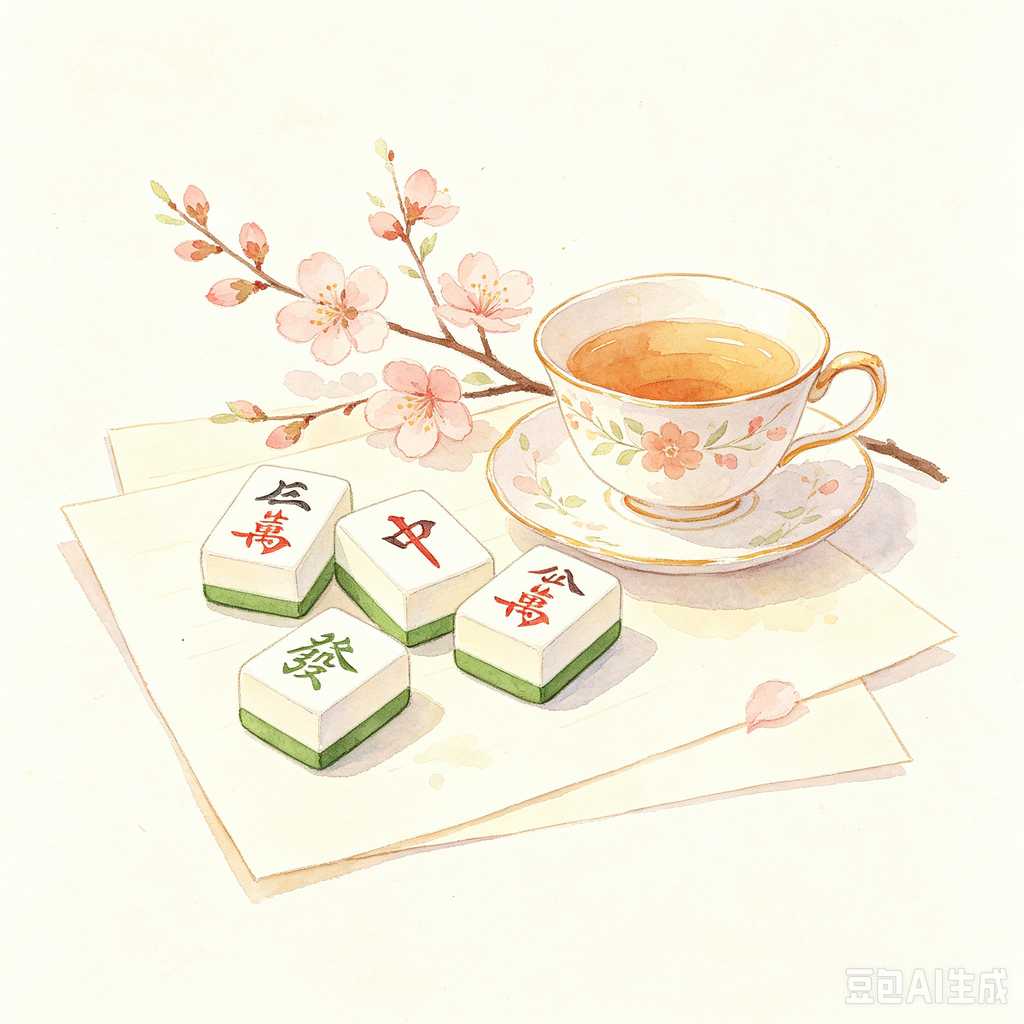 retro text mahjong tiles